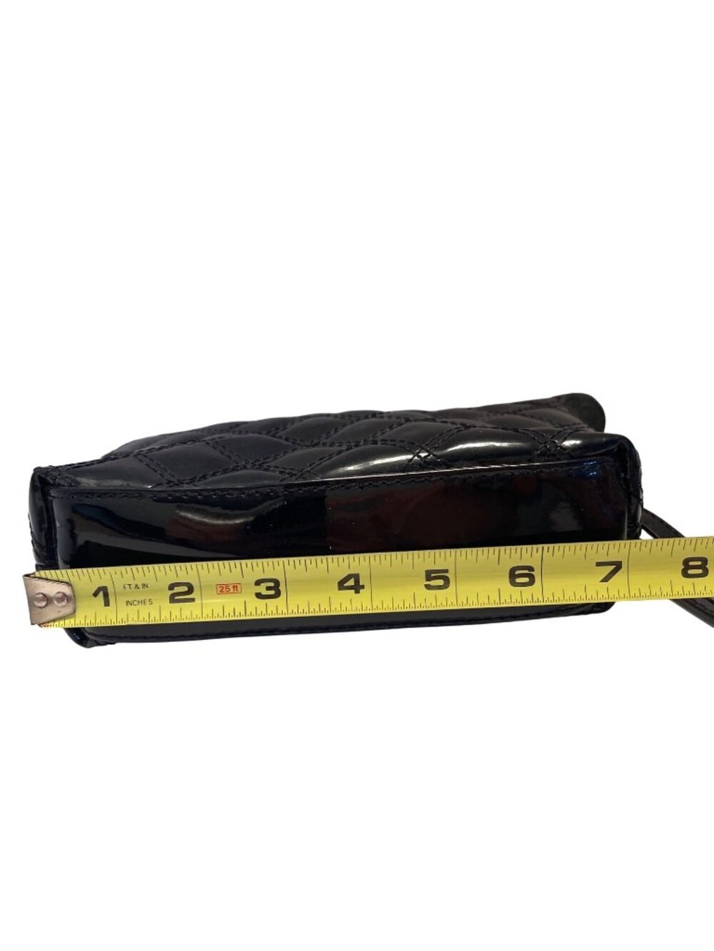 Wristlet Anne Klein Patent Leather Clutch Purse Lined Black Quilted Bag Vintage - Picture 10 of 12
